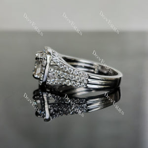 doveggs cushion halo moissanite bridal set (3 rings)