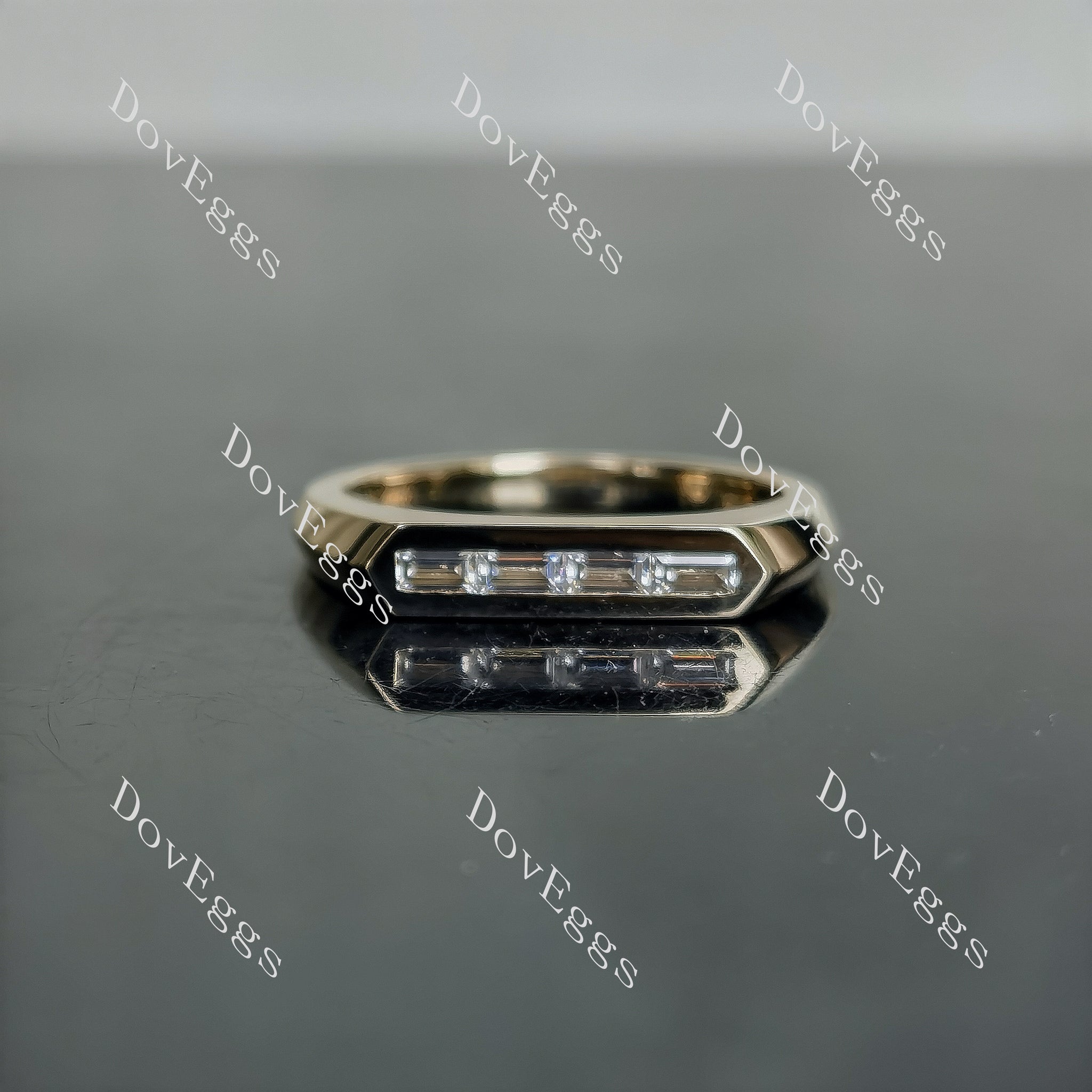 Doveggs baguette bezel moissanite/lab grown diamond wedding band-2.0mm band width