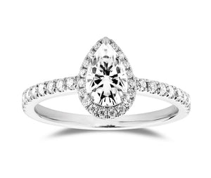 doveggs pear half eternity halo moissanite ring/lab diamond engagement ring