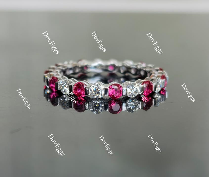 Doveggs 2.5mm moissanite/lab grown diamond & colored gem eternity engagement ring wedding band-2.5mm band width