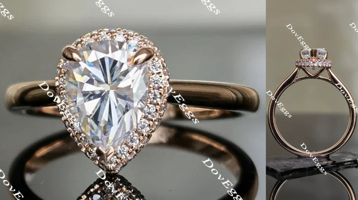 halo pear moissanite ring
