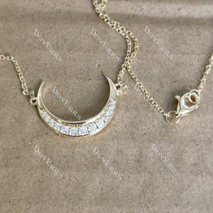 Doveggs round moon/lab grown diamond shape moissanite pendant necklace