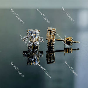Doveggs pet paws heart moissanite stud earrings for women