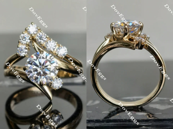 Doveggs round curved band art deco moissanite engagement ring - DovEggs-Seattle