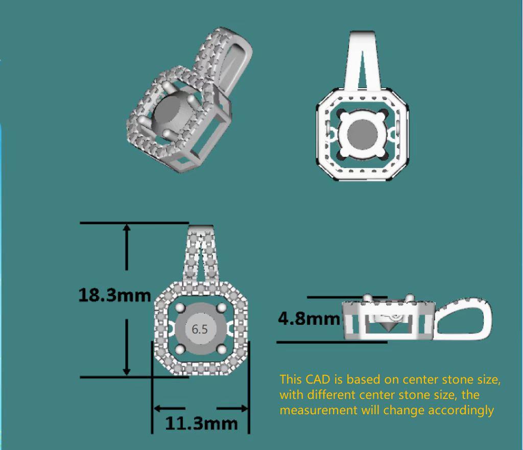 Doveggs art deco round moissanite pendant necklace (pendant only)