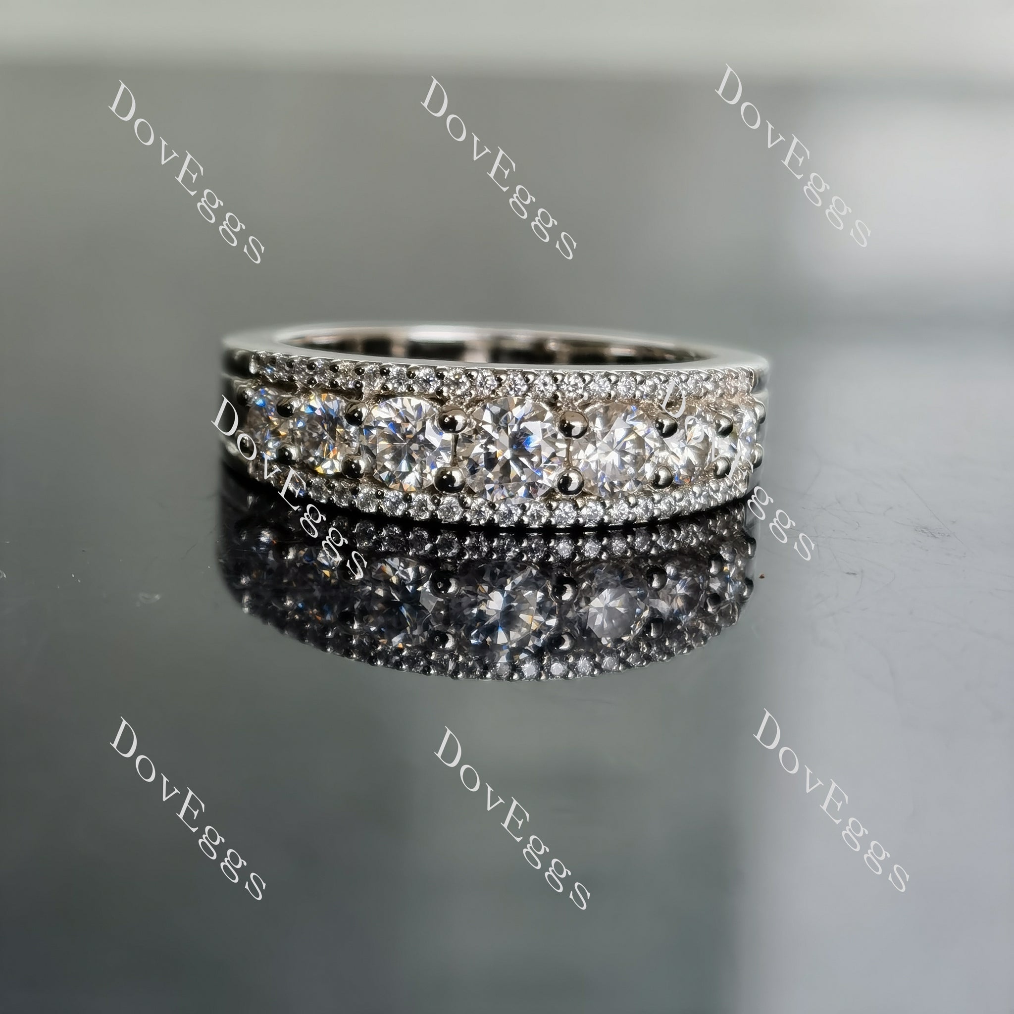 Doveggs round pave moissanite wedding band-3.0mm band width