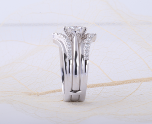 doveggs solid 14k white gold 1 carat round moissanite bridal set (2 rings)(size 7.5)