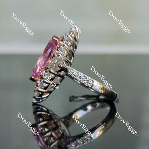 Doveggs marquise halo pink sapphire colored gem sterling silver engagement ring