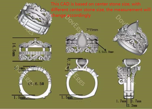 Treia pear hidden halo moissanite bridal set (2 rings)