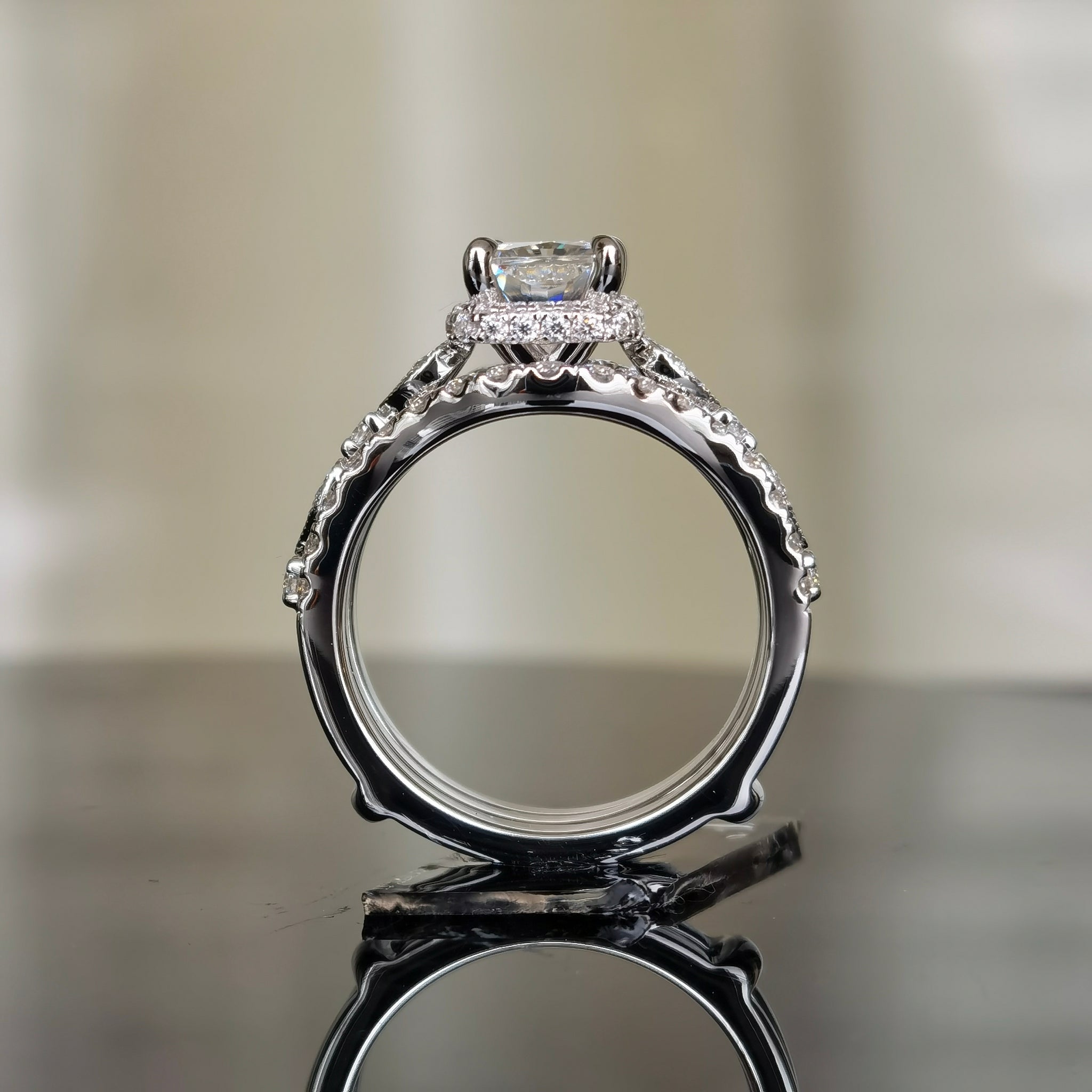 DovEggs 2 carat radiant sterling silver moissanite bridal set (2 rings)