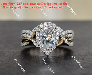 Doveggs pear halo moissanite bridal set (2 rings)