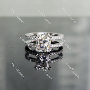 DovEggs cushion full eternity two pave moissanite engagement ring