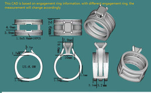 Doveggs channel set moissanite guard ring/moissanite enhancer-12.6mm band width