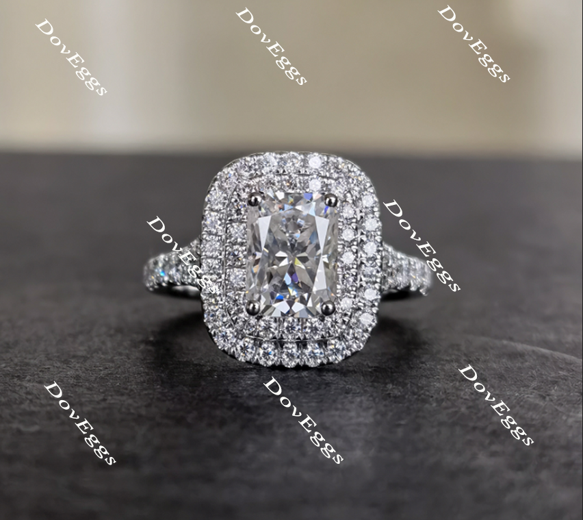 Doveggs cushion pave halo moissanite engagement ring