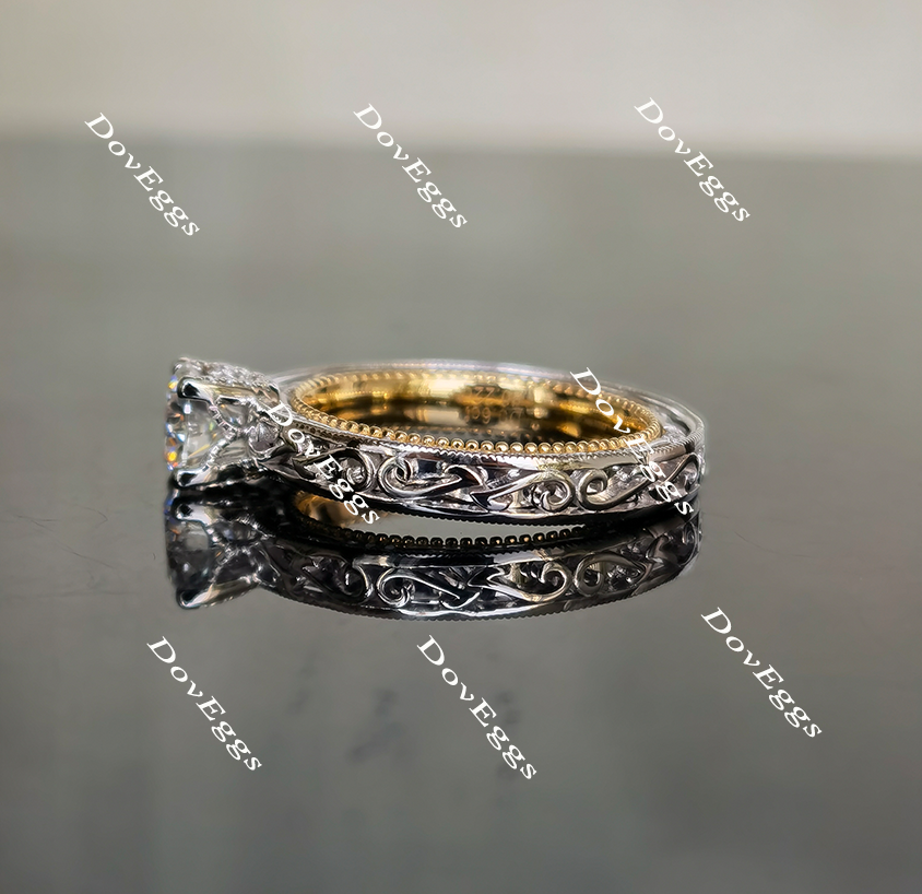 doveggs round vintage moissanite engagement ring