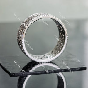 Doveggs art deco princess round full eternity moissanite/lab grown diamond wedding bands-8mm band width