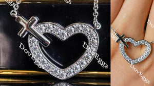 Doveggs heart shape moissanite pendant with 22'' length necklace