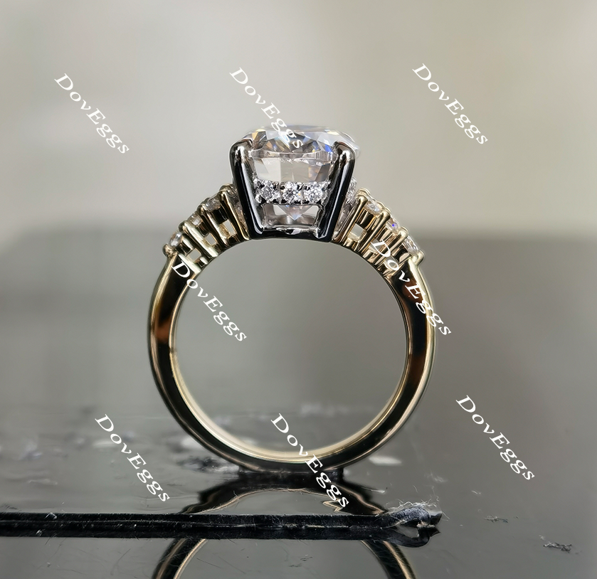 Sandra Oval side stone Moissanite Engagement Ring