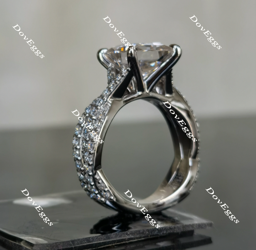 Doveggs curved band princess moissanite engagement ring