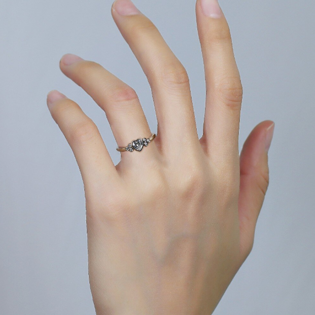 doveggs heart shape side-stone moissanite ring/lab diamond engagement ring