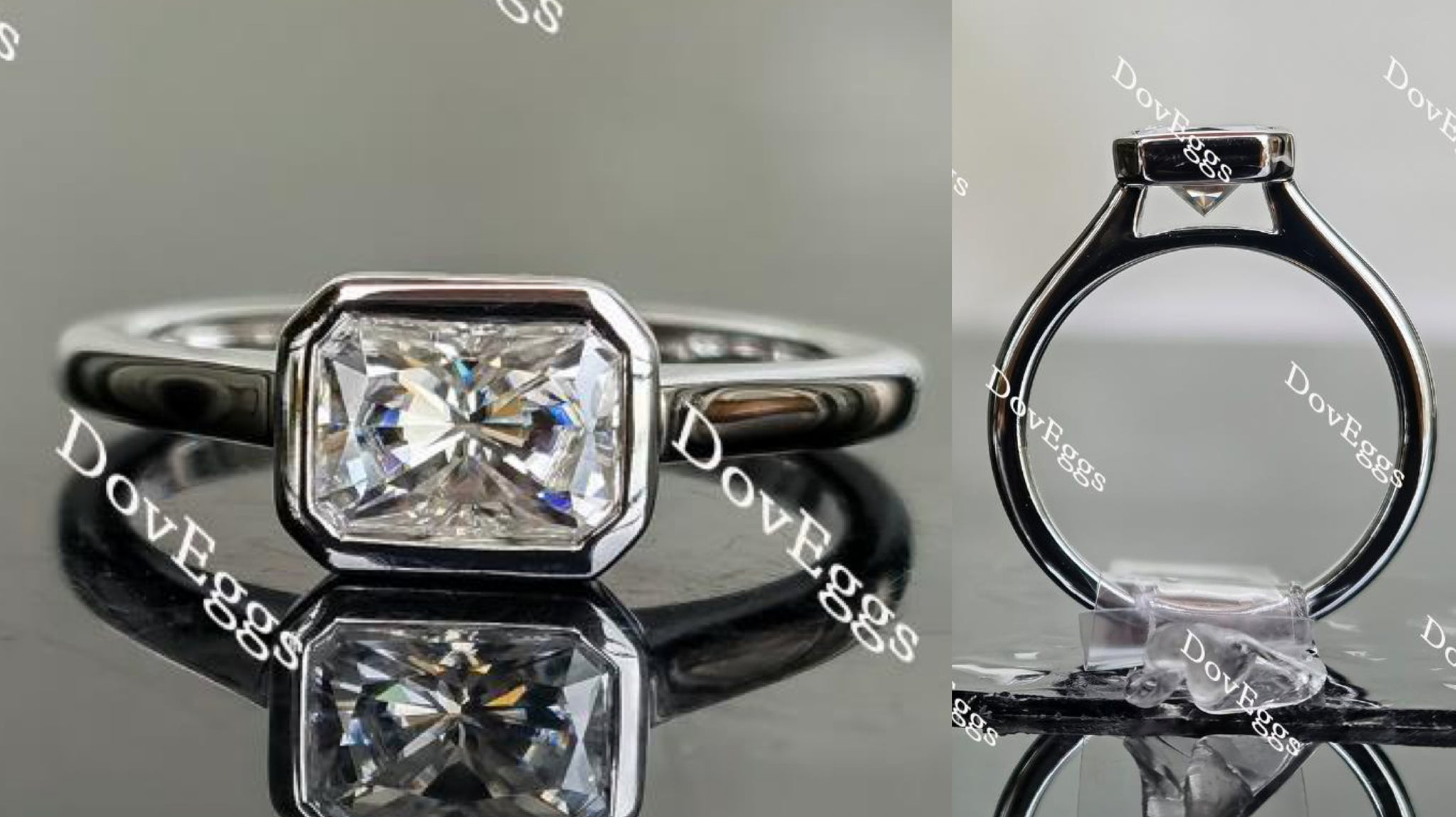 bezel moissanite engagement ring