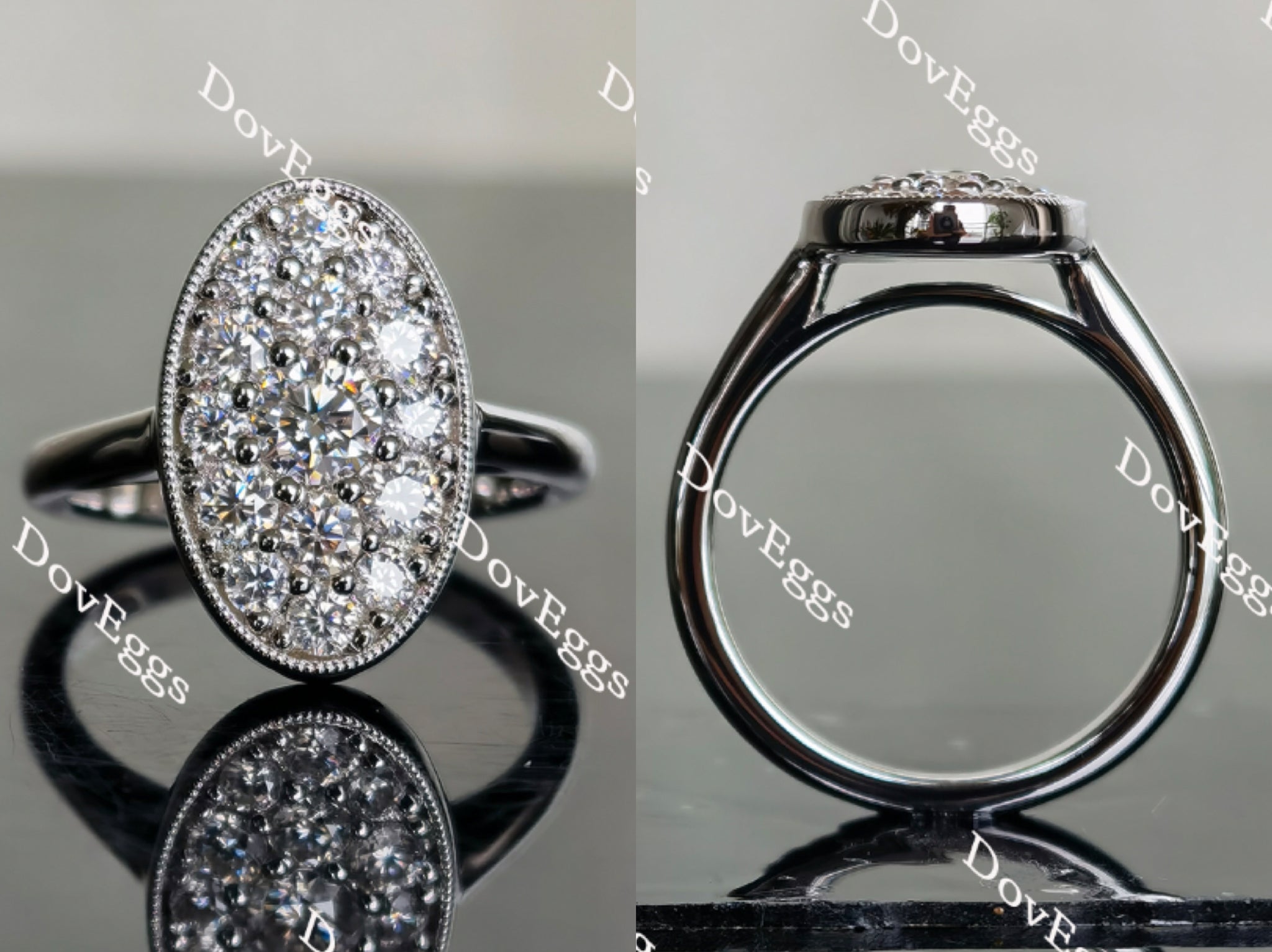 Doveggs oval shape round moissanite wedding band/moissanite ring