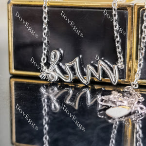 Doveggs round pave moissanite/lab grown diamond  letters pendant (with 18'' length chain)