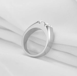 Doveggs radiant solitaire moissanite engagement ring for men