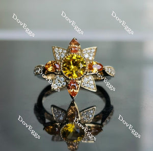 Doveggs round floral yellow sapphire colored gem engagement ring