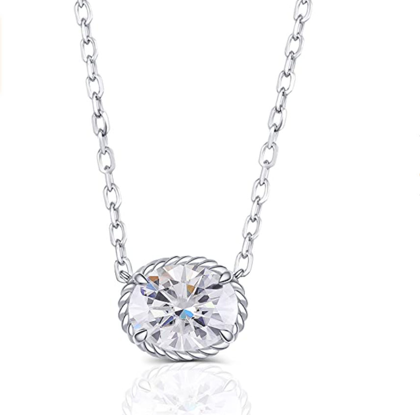 Doveggs oval cut halo moissanite pendant necklace