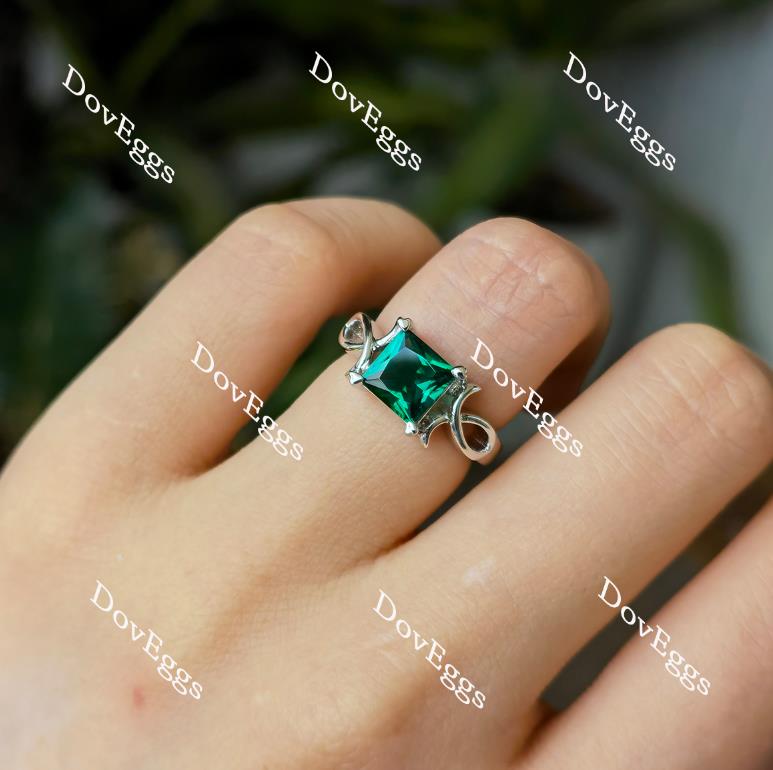 Doveggs princess solitaire zambia emerald colored gem engagement ring