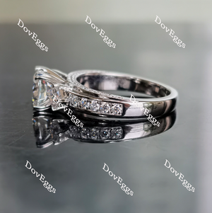 Doveggs cushion side-stone half eternity moissanite engagement ring