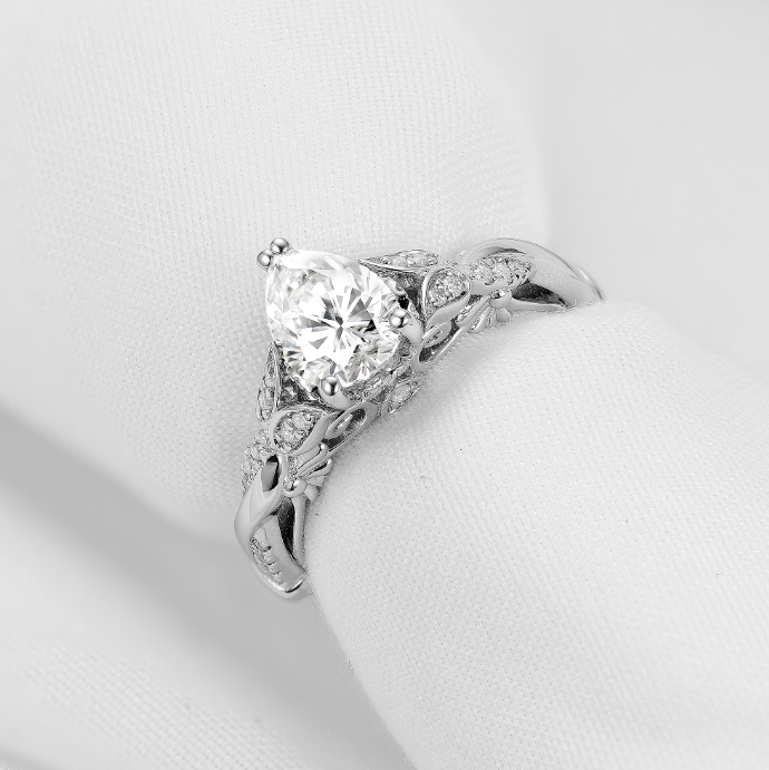 doveggs sterling silver 1.5 carat pear vintage moissanite ring