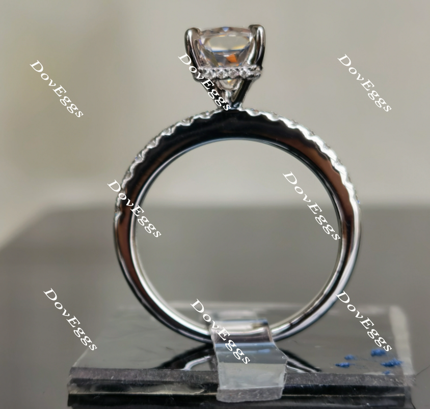 Doveggs radiant half eternity pave moissanite engagement ring