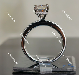 Doveggs radiant half eternity pave moissanite engagement ring