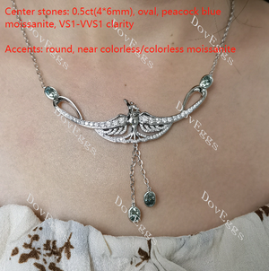 Doveggs bird bezel moissanite pendant necklace (with 17''+1.5'' length chain)