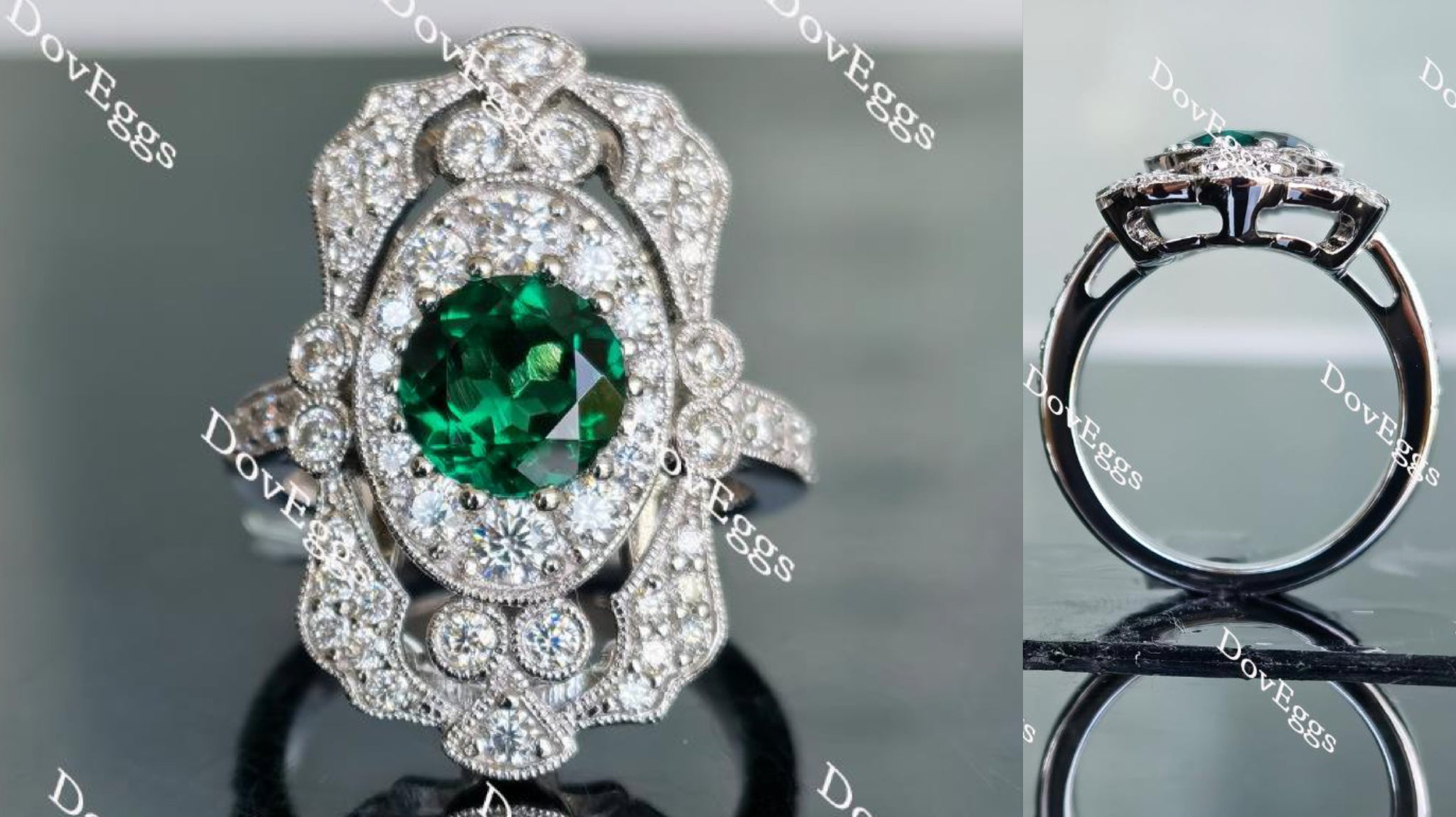 zambia emerald colored gem engagement ring