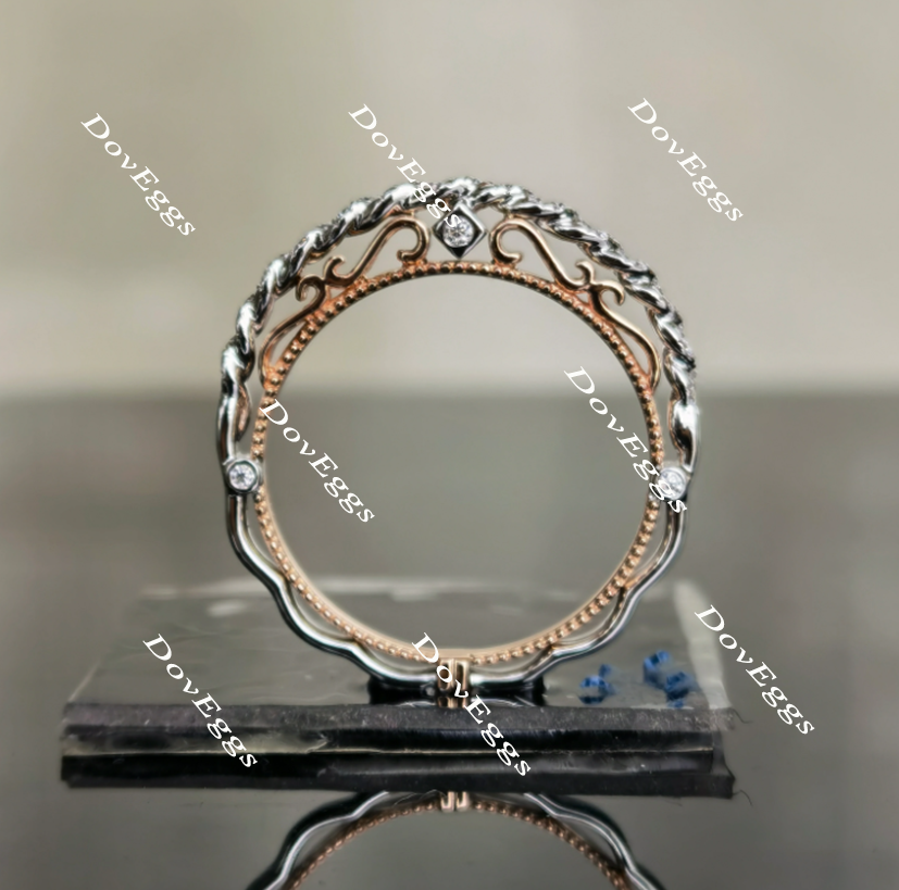 Doveggs round vintage moissanite ring/lab grown diamond wedding bands-2.7mm band width