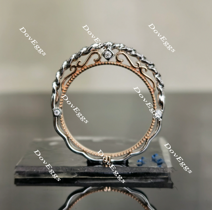 Doveggs round vintage moissanite ring/lab grown diamond wedding bands-2.7mm band width