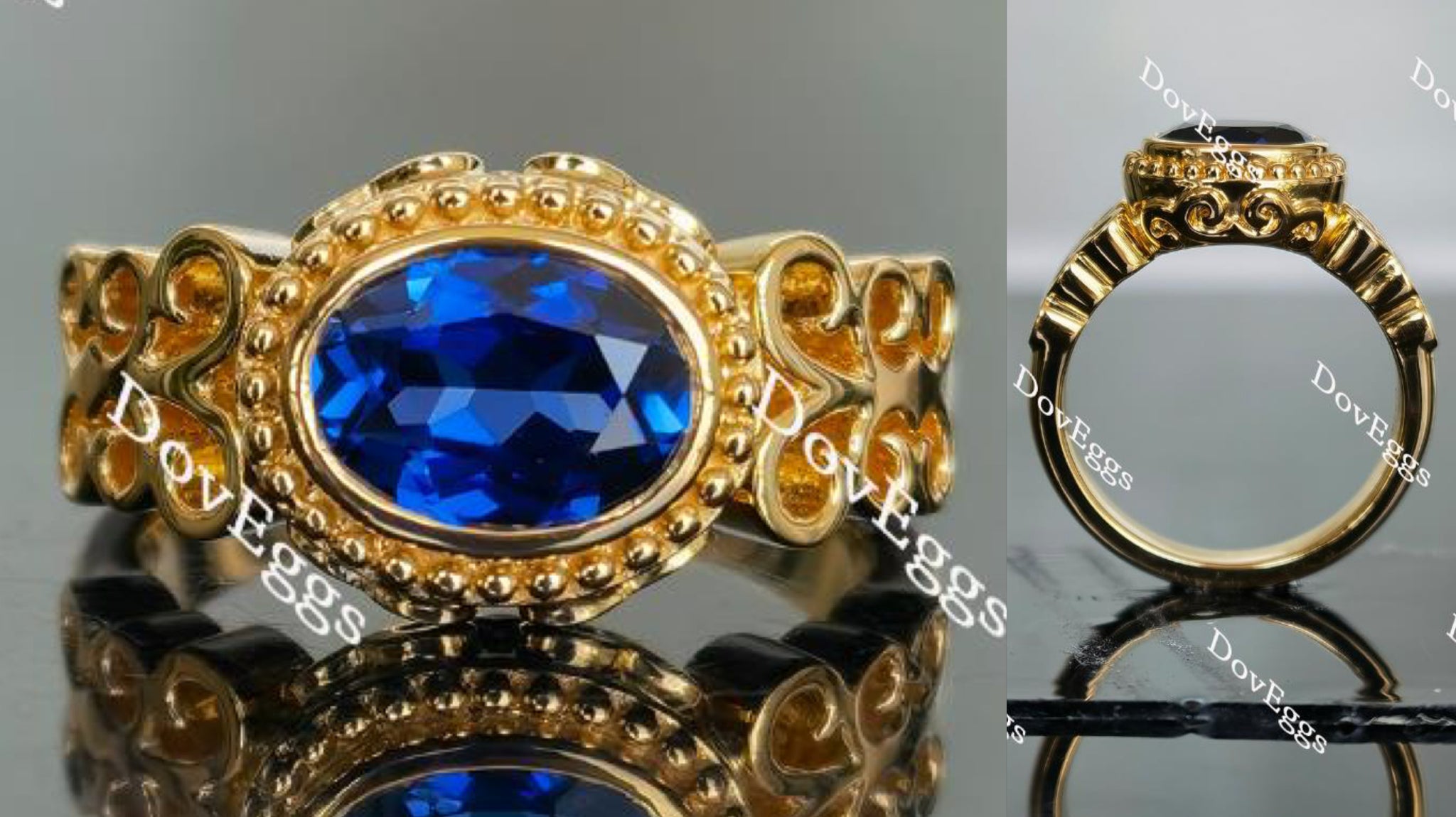 vintage blue sapphire engagement ring