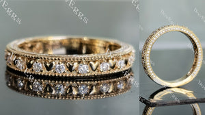 Doveggs round 3/4 eternity pave moissanite/lab grown diamond wedding band-3.4mm band width