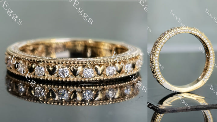 Doveggs round 3/4 eternity pave moissanite/lab grown diamond wedding band-3.4mm band width - DovEggs-Seattle