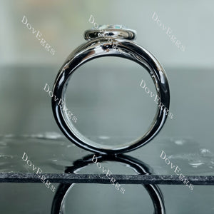 Doveggs round bezel split shank colored moissanite engagement ring