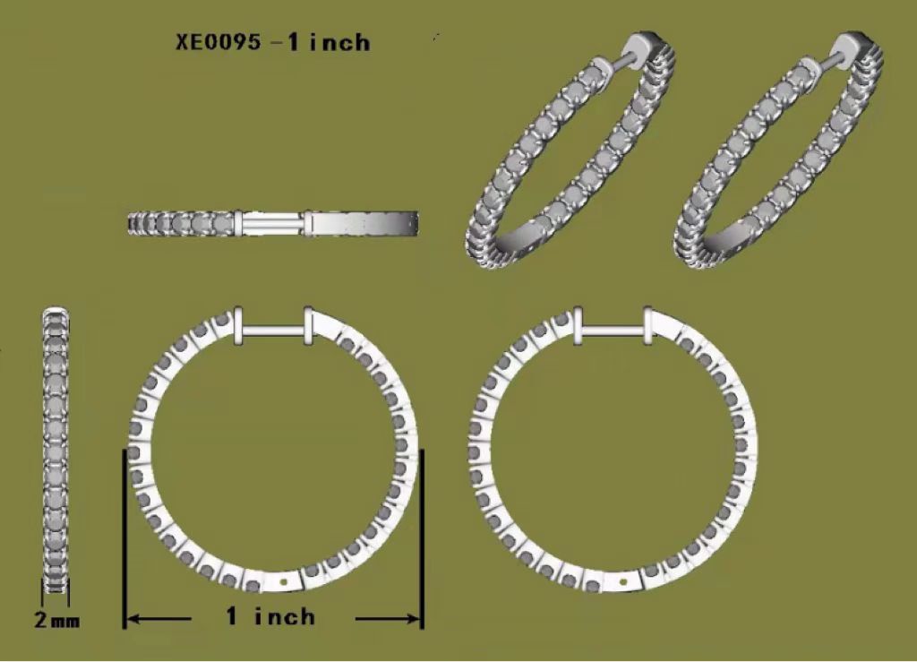 Doveggs 1 inch diameter inside-out hoop moissanite earrings