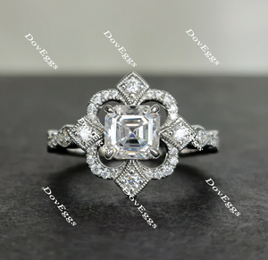 Asscher moissanite engagement ring