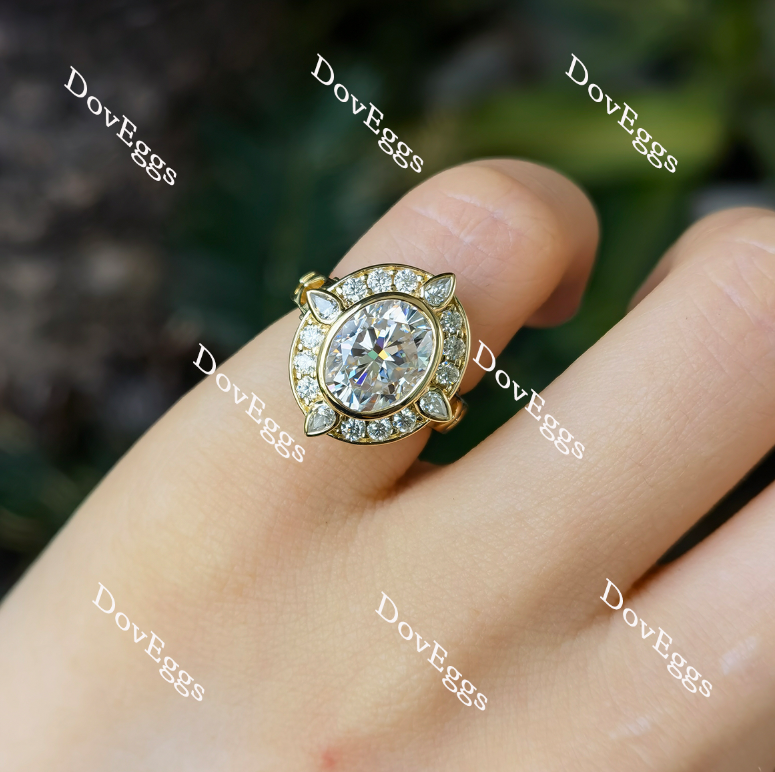 Torey oval halo moissanite engagement ring for women
