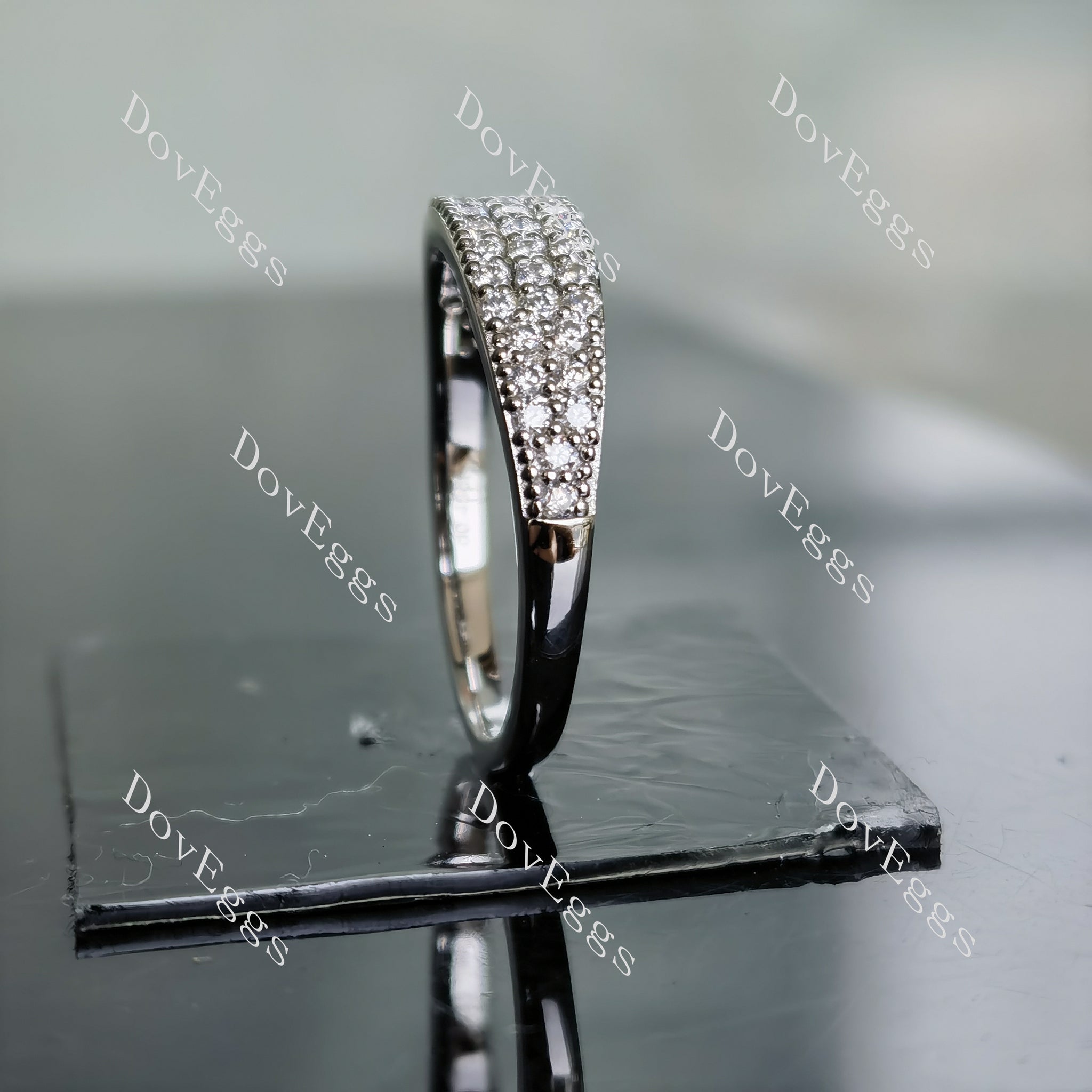 Doveggs round pave moissanite wedding band-2.0mm band width