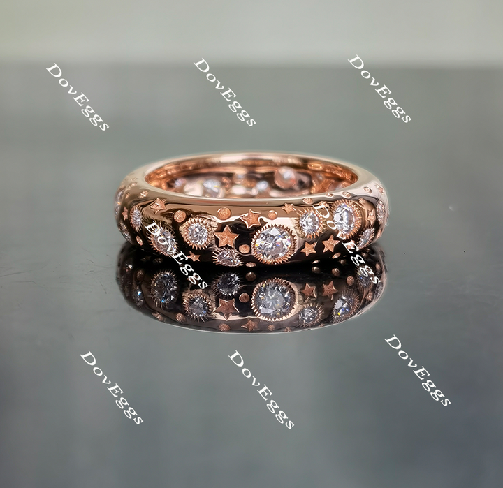 Doveggs art deco round full eternity moissanite/lab grown diamond wedding bands-5mm band width - DovEggs-Seattle