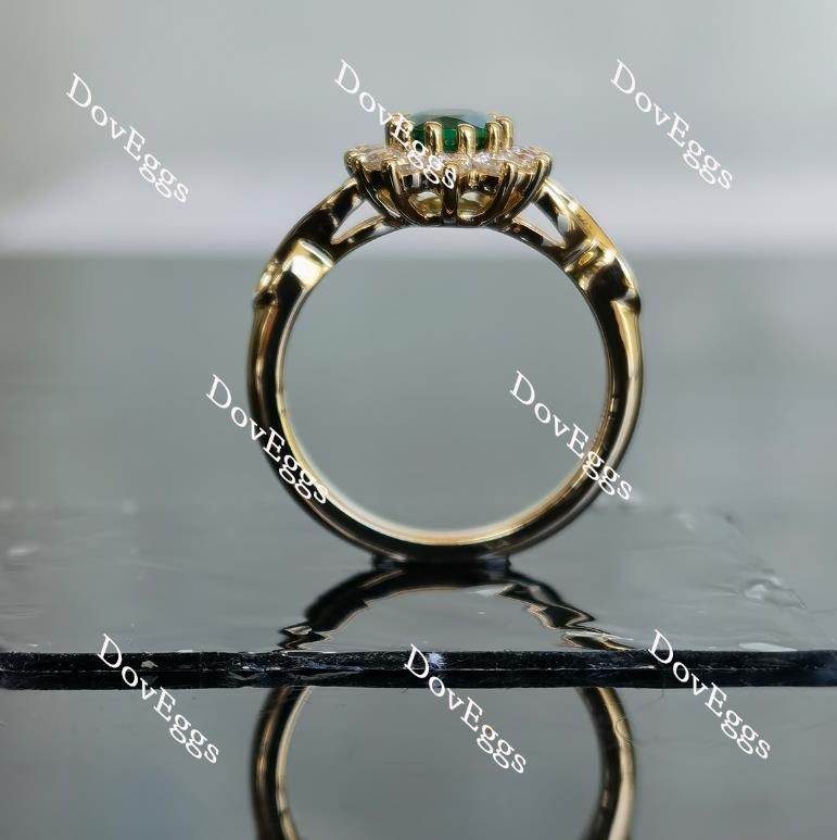 Doveggs oval floral zambia emerald colored gem ring