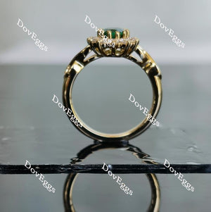 Doveggs oval floral zambia emerald colored gem ring